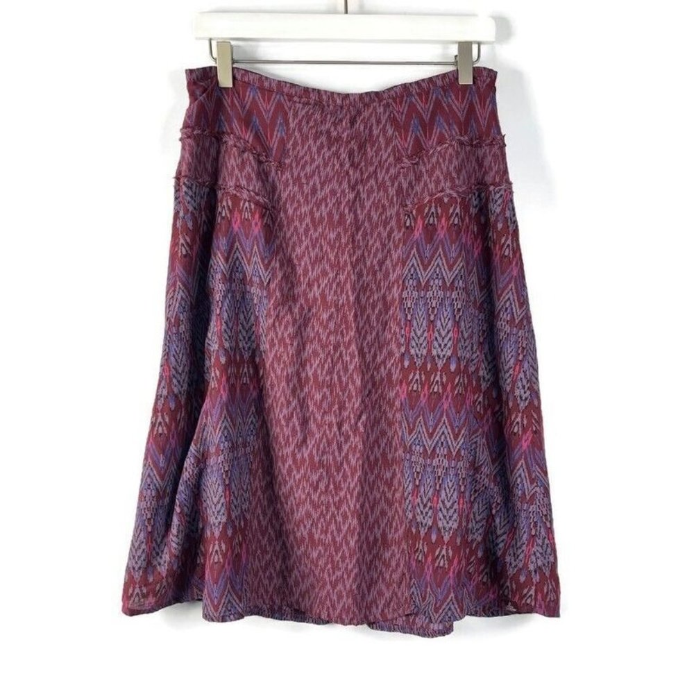 Prana Purple and Blue Patterned A-Line Skirt